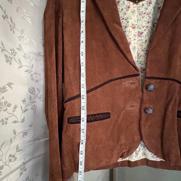 Wilson’s Genuine Leather Brown Leather Jacket/Blazer w/velvet trim-Small-EUC! - Picture 6 of 12